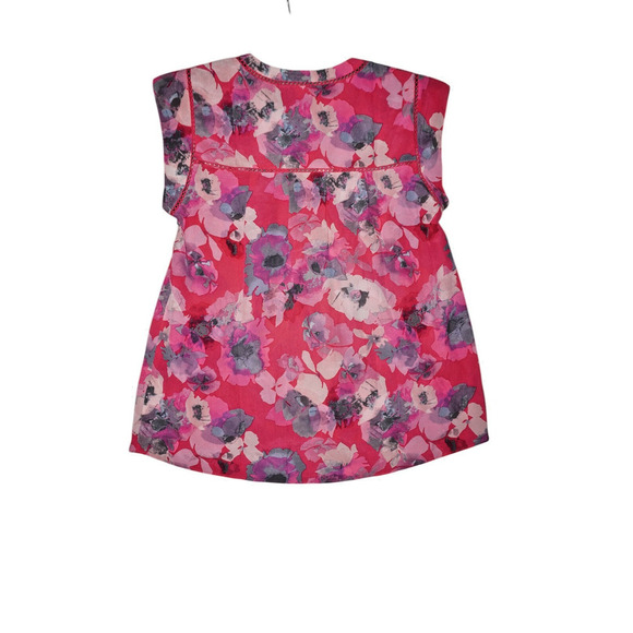 Rebecca Taylor Silk Floral Blouse - Size 6 - Pink Purple Poppy Print - 100% Silk - Picture 3 of 4